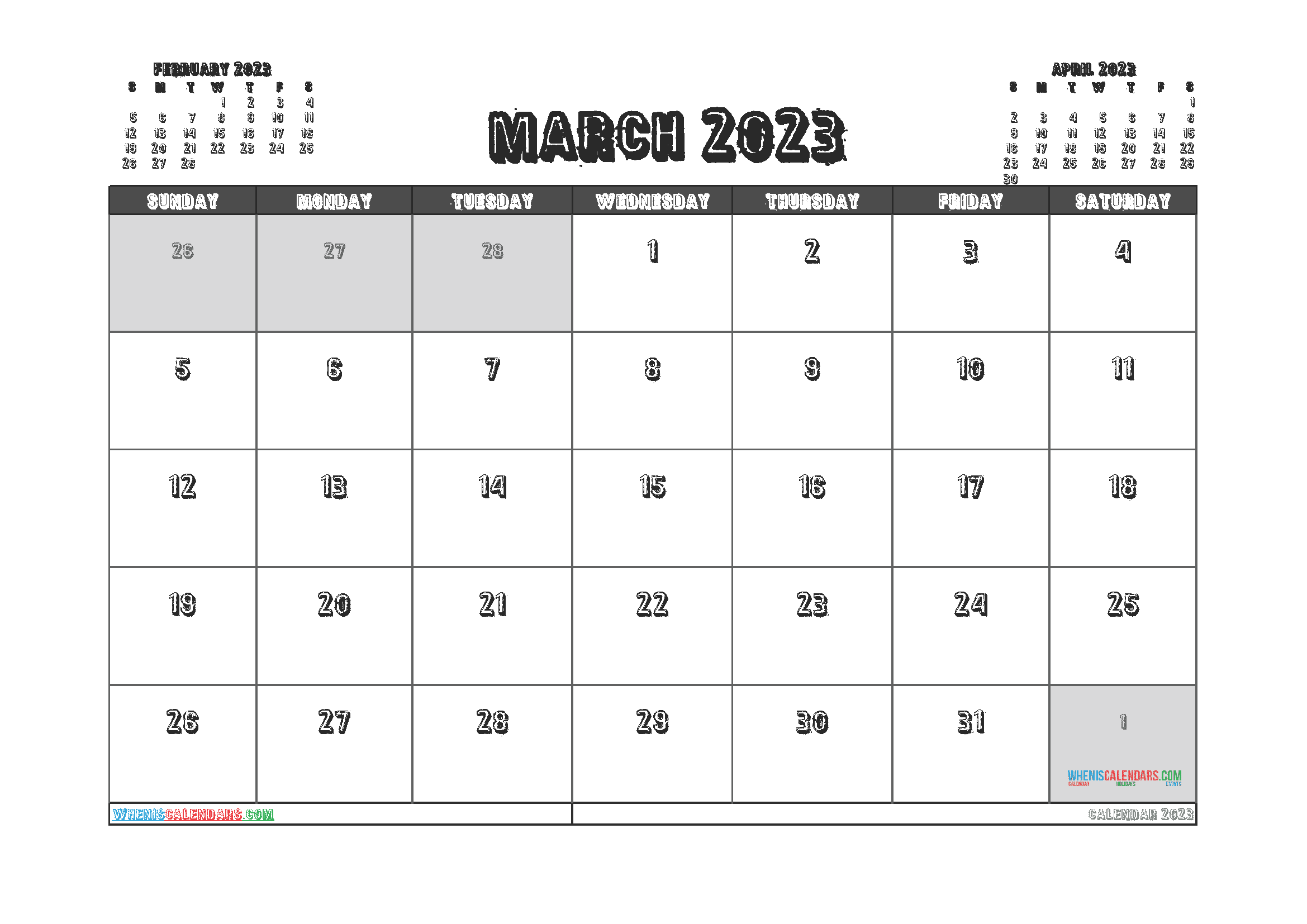 free-march-2023-calendar-with-holidays-monthly-calendar-world-national-holidays
